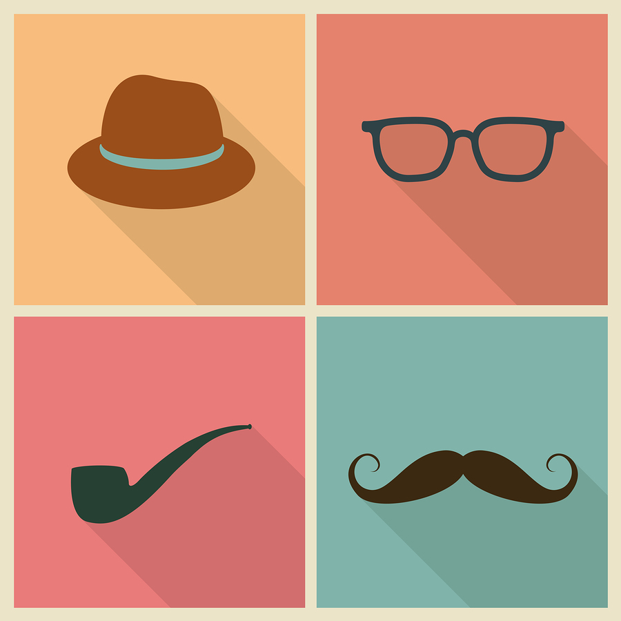 hipster icons mustache hat glasses smoking pipe